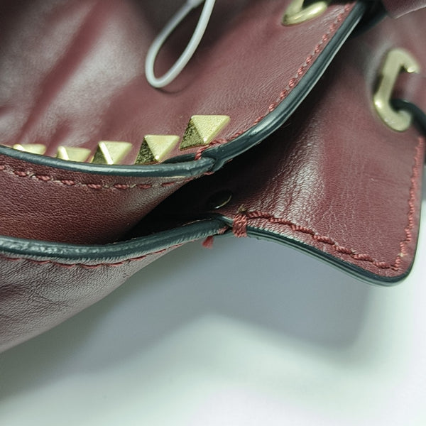 Rockstud Small Calfskin Red