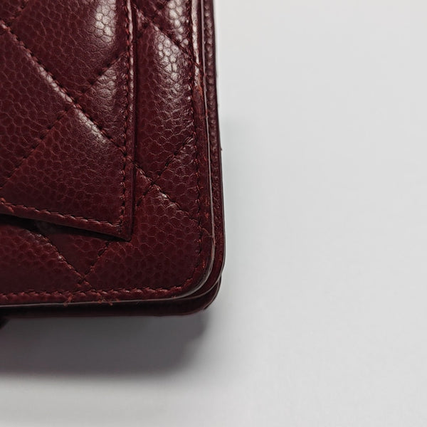 Quilted Grained Calfskin Wallet Red