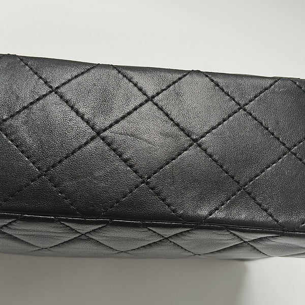 Quilted Lambskin Top Handle Bag Black