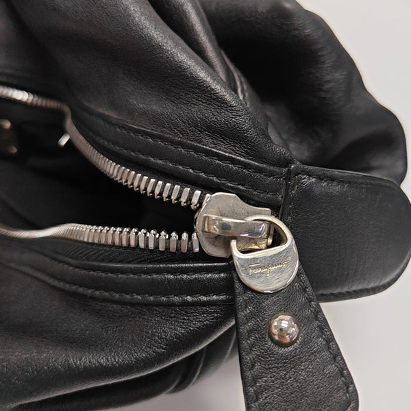 Calfskin Top Handle Bag Black