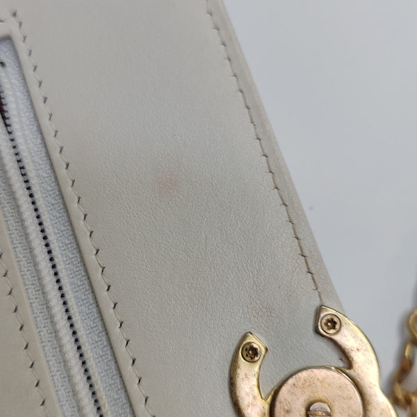 Quilted Calfskin Shoulder Bag White