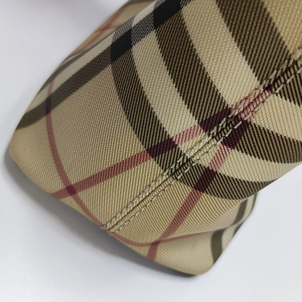 Coated Canvas Top Handle Bag Beige