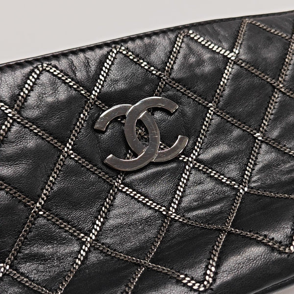 Quilted Lambskin Top Handle Bag Black