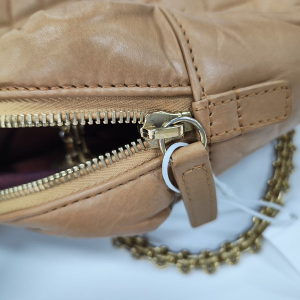 Quilted Calfskin Shoulder Bag Beige