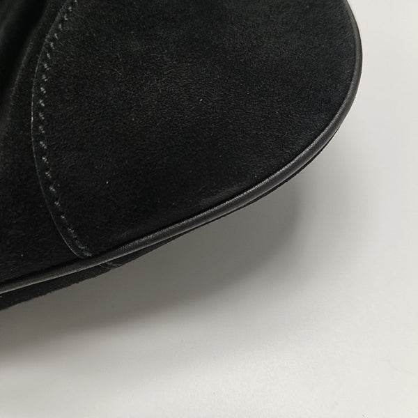 Suede Top Handle Bag Black