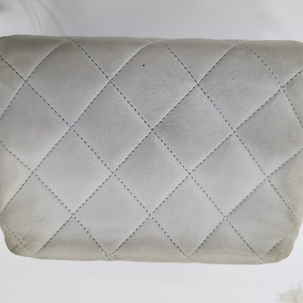 Quilted Lambskin Shoulder Bag White