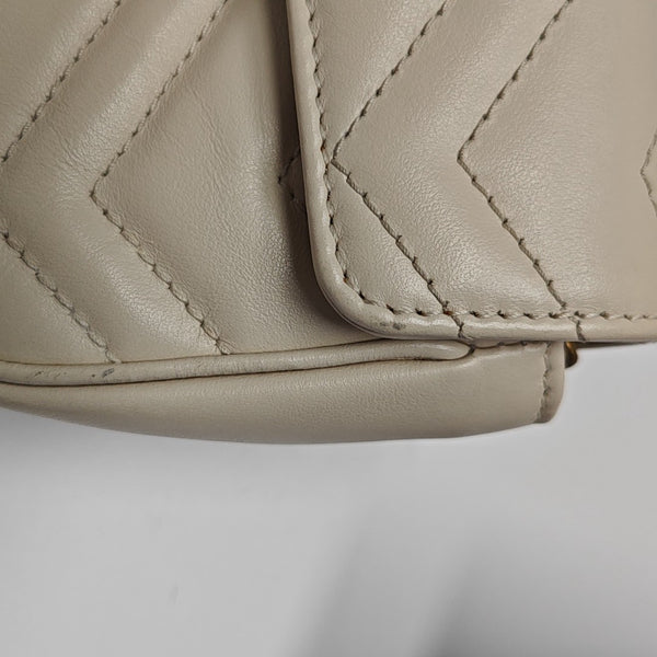 GG Marmont Mini Quilted Calfskin White