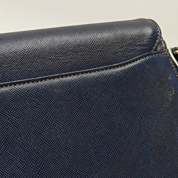 Leather Shoulder Bag Blue
