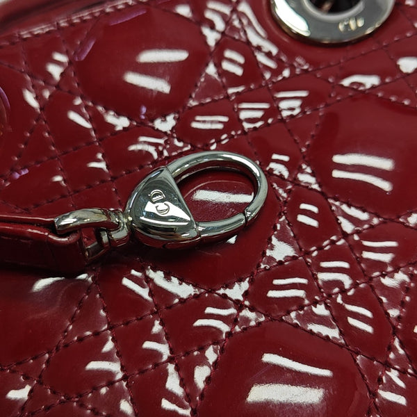Lady Dior Mini Cannage Patent Leather Red