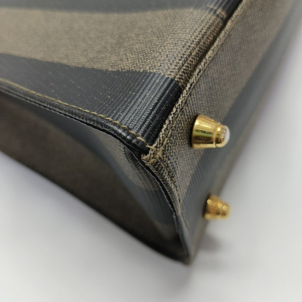 Coated Canvas Top Handle Bag Brown