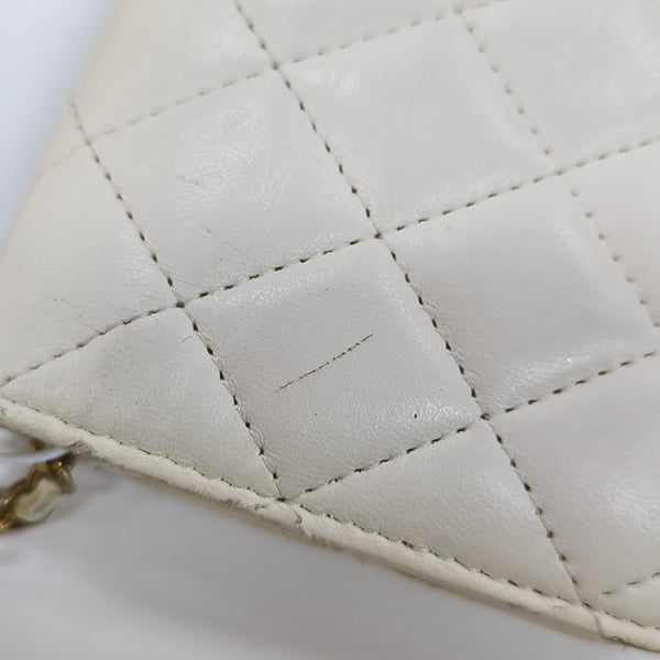 Quilted Lambskin Shoulder Bag White