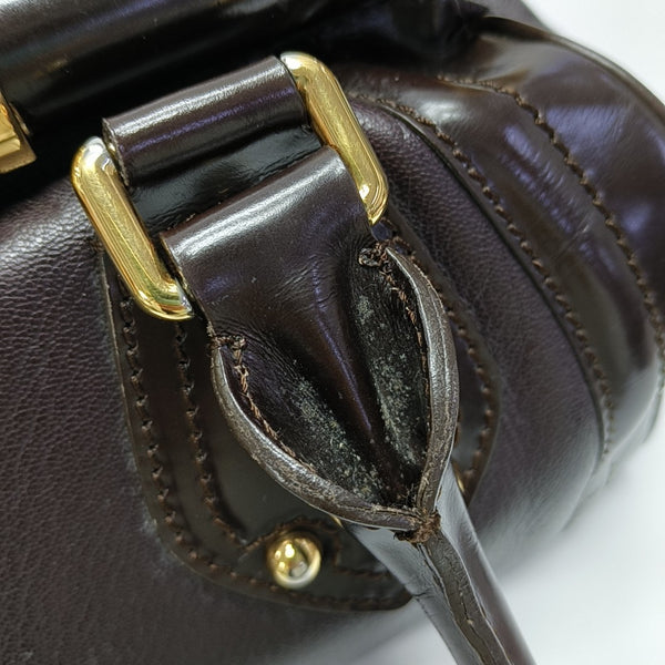 Leather Top Handle Bag Red