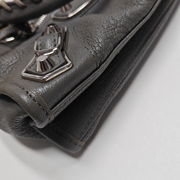 Classic Metallic Edge City Mini Lambskin Gray