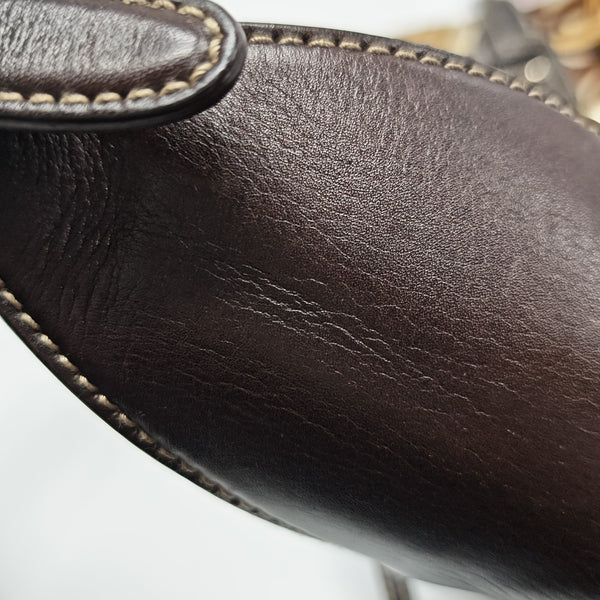 Fabric Top Handle Bag Brown
