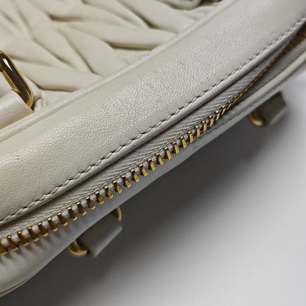 Arcadie Matelassé Mini Quilted Lambskin White