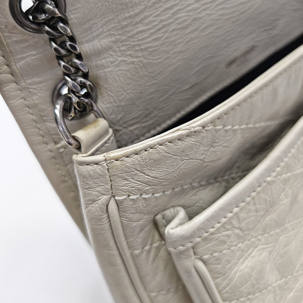 NIKI Small Chevron Calfskin White