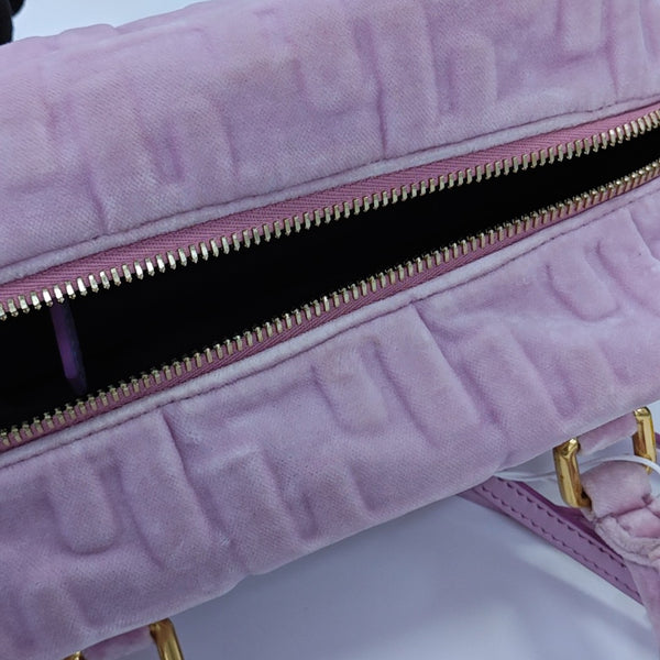Monogram Velvet Crossbody Bag Pink