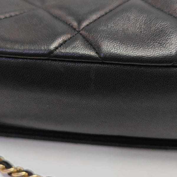 Quilted Lambskin Shoulder Bag Black