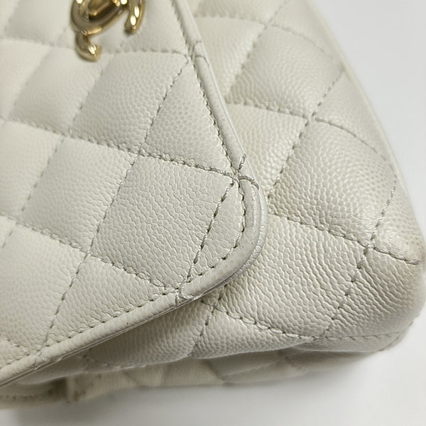 COCO HANDLE Mini Quilted Grained Calfskin White