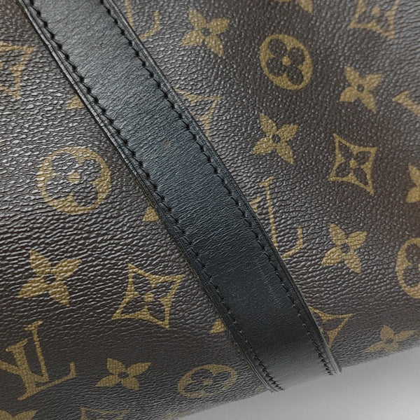 KEEPALL 55 Monogram Coated Canvas Brown