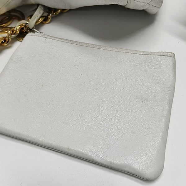 DRAWSTRING Quilted Calfskin White