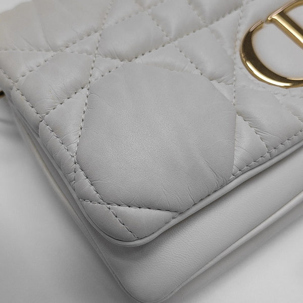 Dior Caro Small Cannage Calfskin White