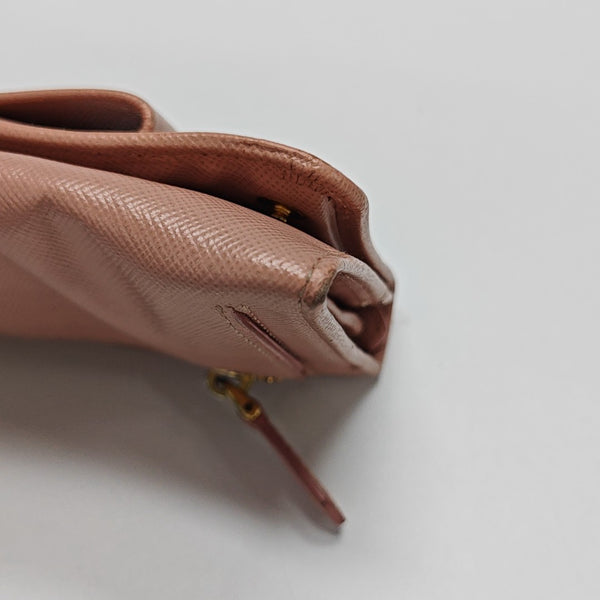 Fiocco Bow Saffiano Calfskin Pink Wallet