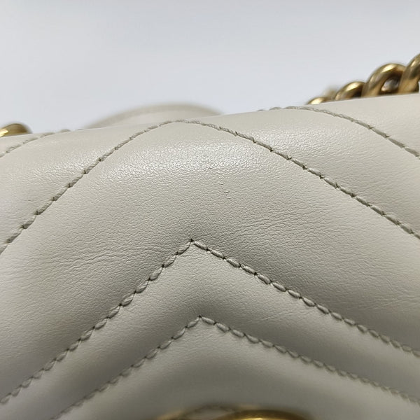 GG Marmont Small Quilted Calfskin White
