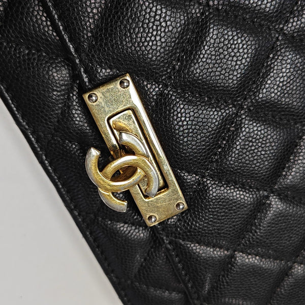 DOUBLE CC WOC Quilted Grained Calfskin Black