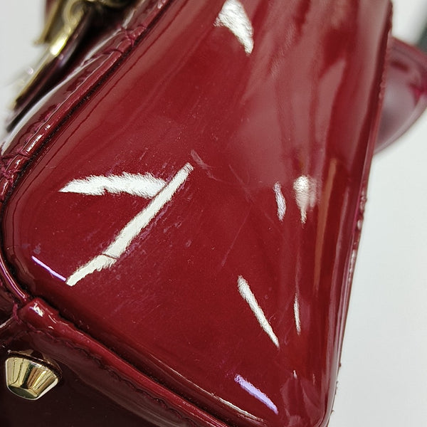Lady Dior Mini Piel Charol Acolchada Roja