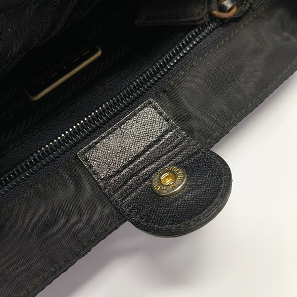 Quilted Nylon Shoulder Bag Black