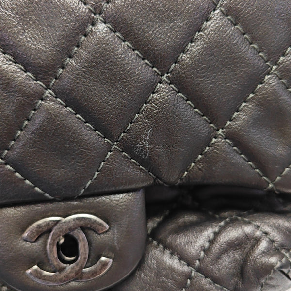 Quilted Calfskin Backpack Gray