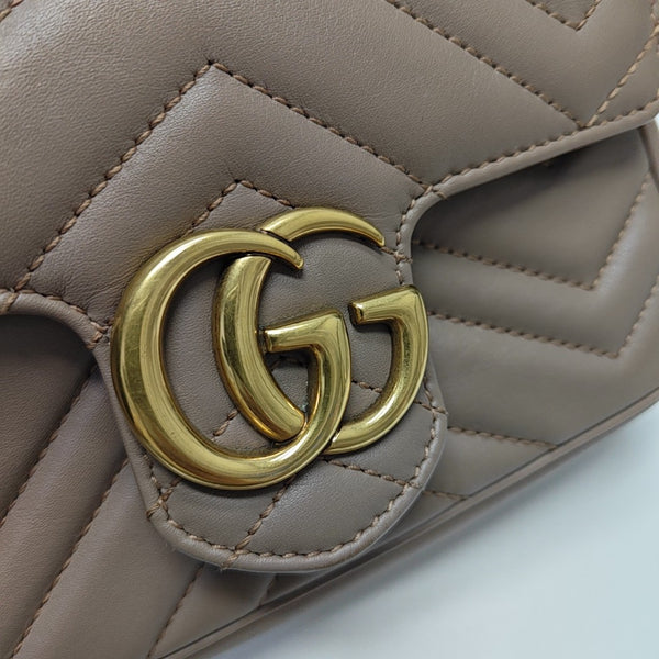 GG Marmont Mini Quilted Calfskin Beige