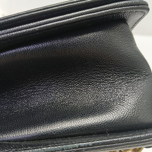 BOY CHANEL Medium Quilted Grained Calfskin Black