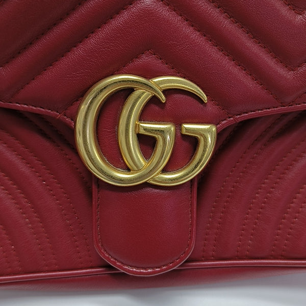 GG Marmont Medium Quilted Calfskin Red