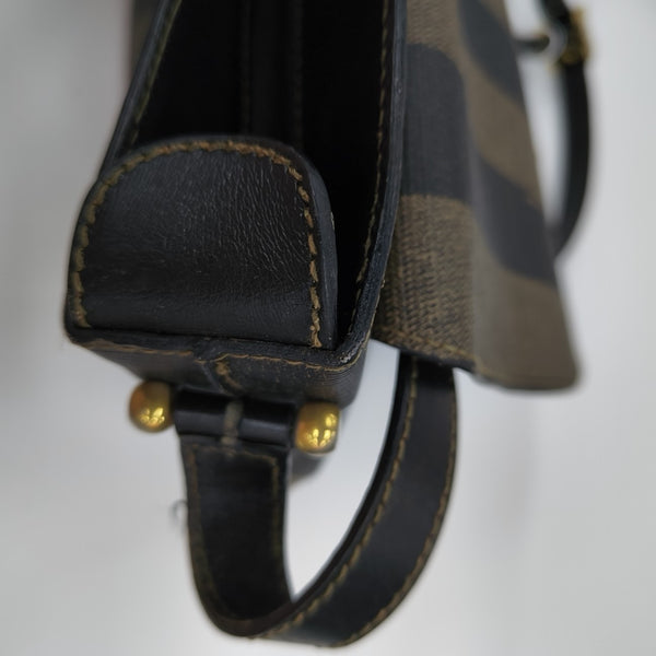 Coated Canvas Shoulder Bag Brown