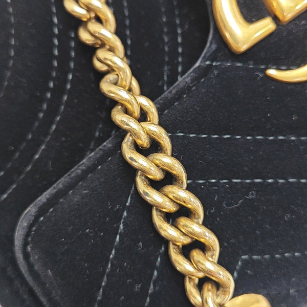 GG Marmont Small Quilted Velvet Black
