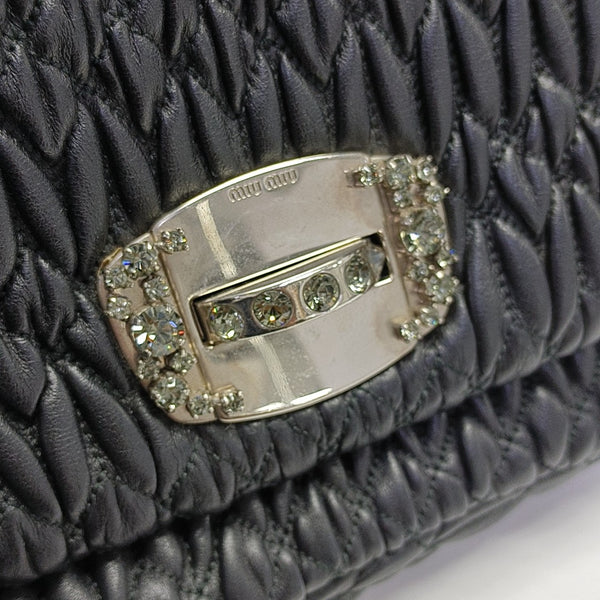 Quilted Lambskin Top Handle Bag Black