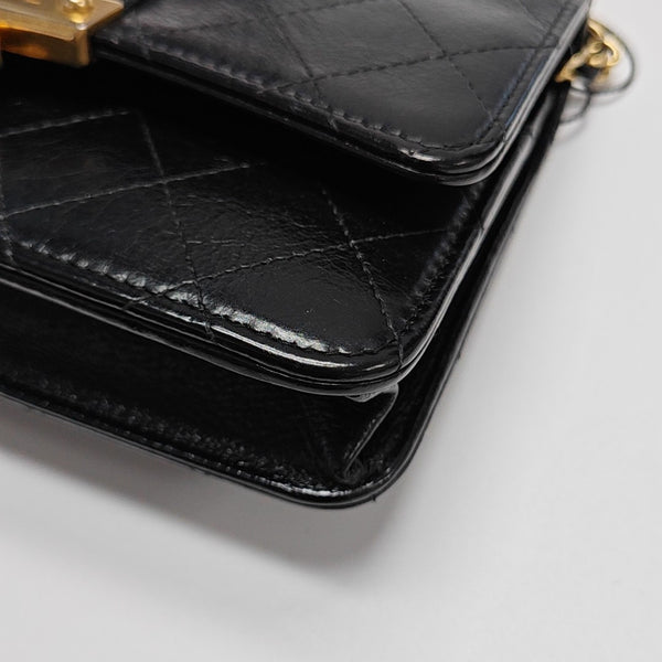 Quilted Calfskin Shoulder Bag Black