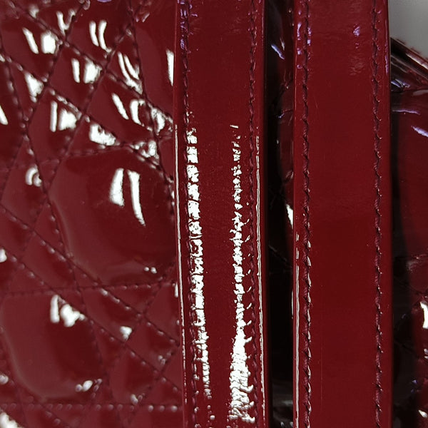 Lady Dior Medium Cannage Patent Leather Red