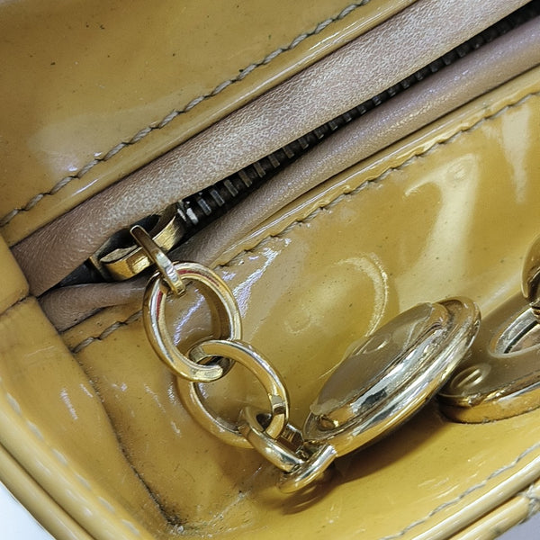 Lady Dior Medium Cannage Patent Leather Yellow