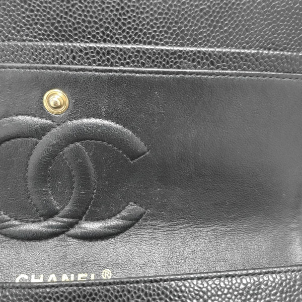 CLASSIC FLAP Medium Quilted Grained Calfskin Black