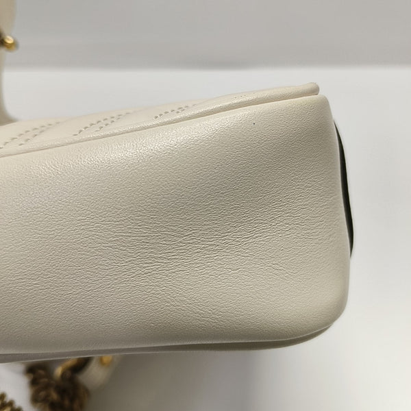 GG Marmont Small Quilted Calfskin White