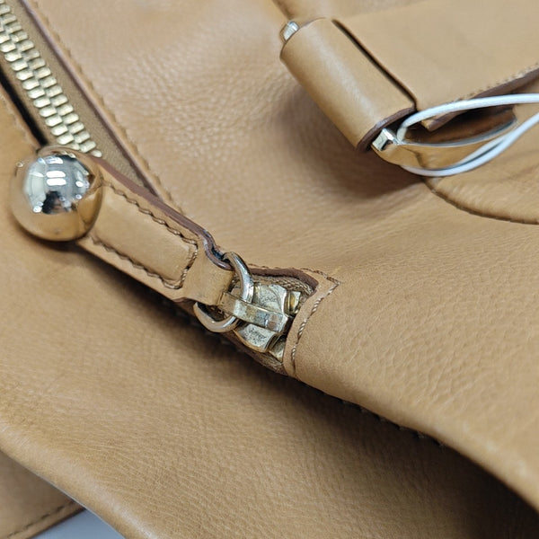 Calfskin Top Handle Bag Brown