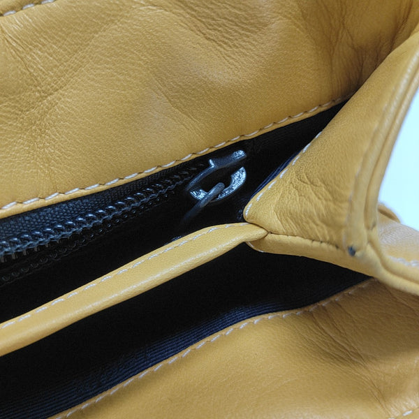 Leather Top Handle Bag Yellow