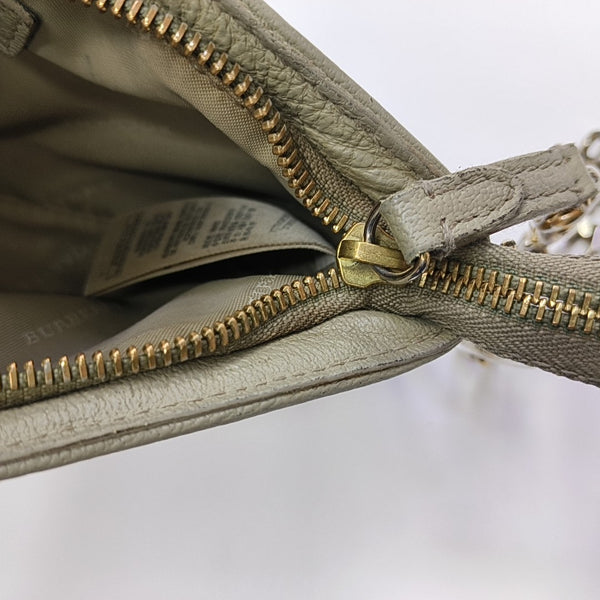 Coated Canvas Clutch Beige