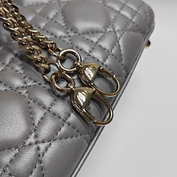 Lady Dior Mini Cannage Lambskin Gray