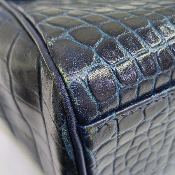 Calfskin Top Handle Bag Blue