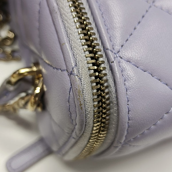 ESTUCHE DE TOCADOR Pequeño Acolchado Piel de Cordero Morado