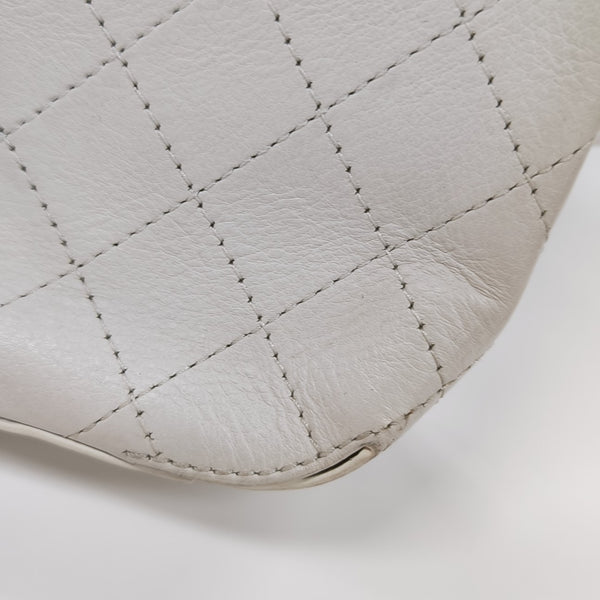 Quilted Calfskin Shoulder Bag White